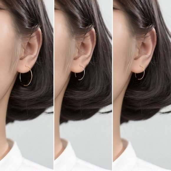 1" silver hoop earrings-SH033 1" Silver - Picture 4 of 6